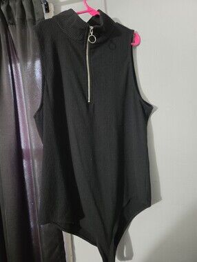 Jennifer Lopez Zippered Black Bodysuit